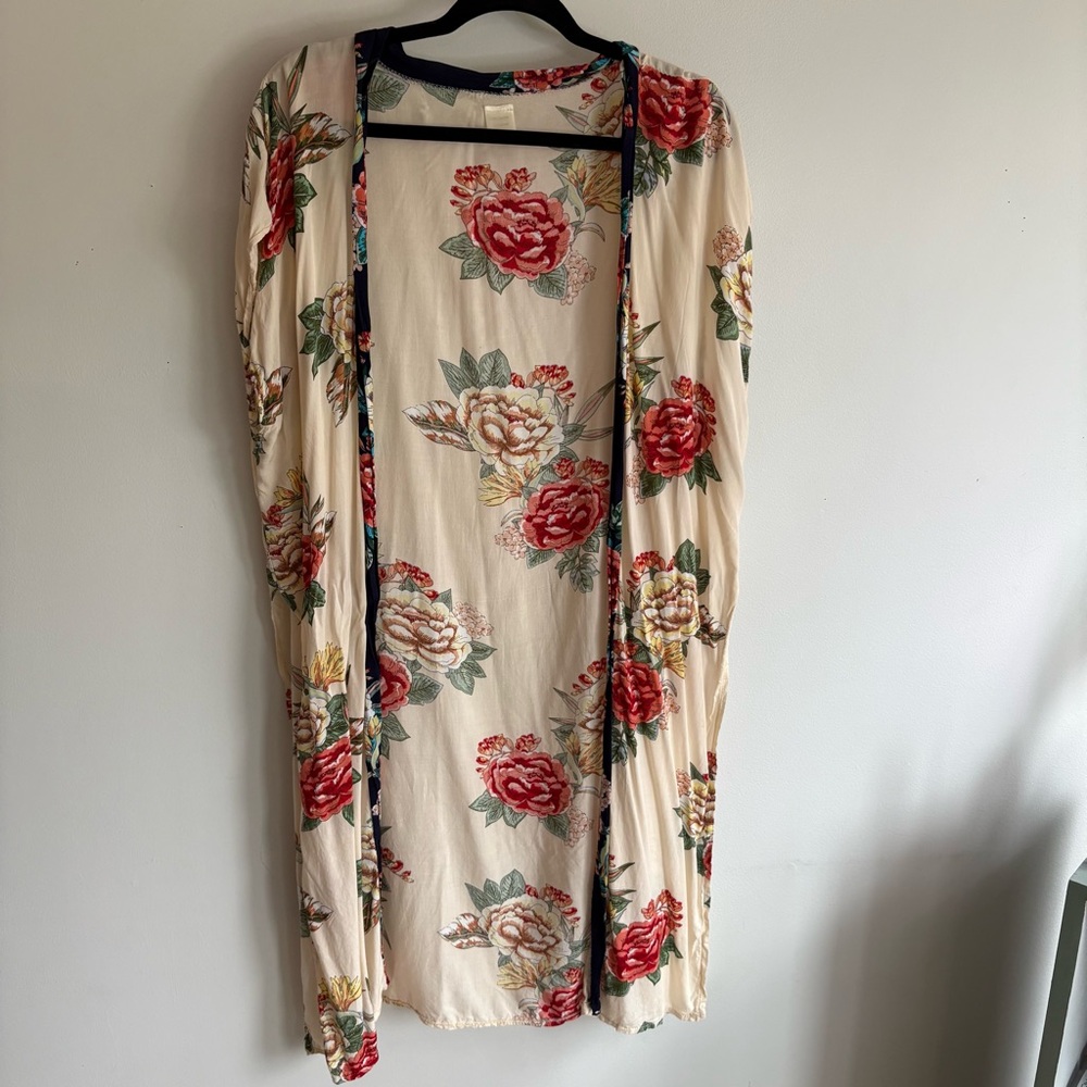 Floral Print Cardigan Kimono